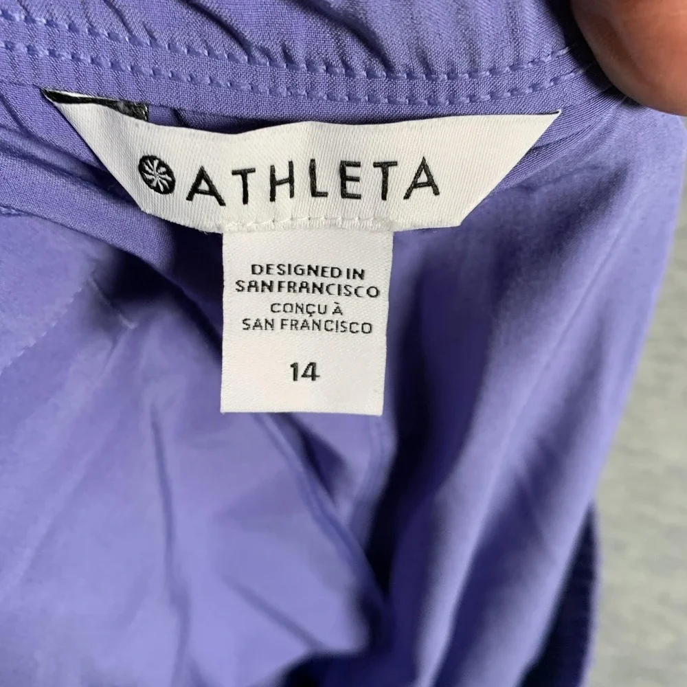 Athleta Pants Womens 14 Purple Lightweight Jogger Elastic Waist Stretch‎ Pockets